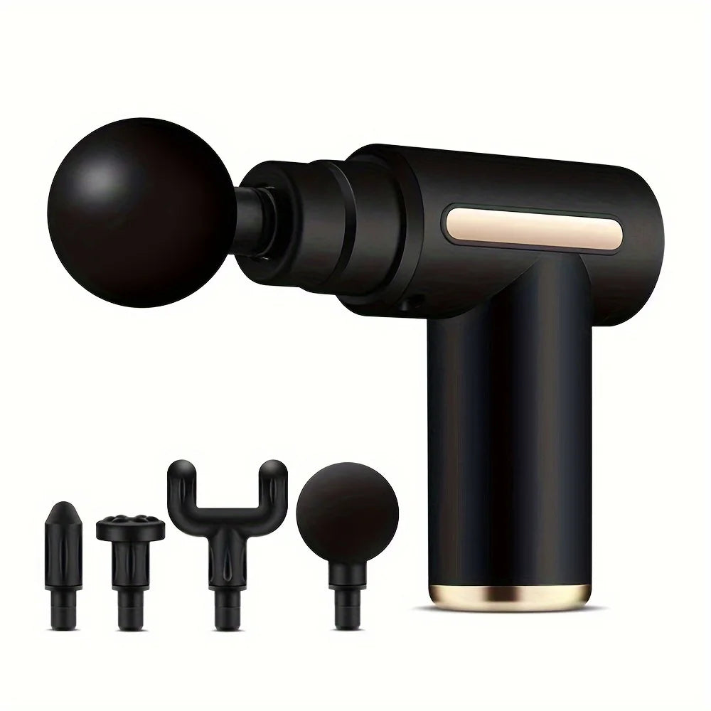 Portable Fascial Massage Gun Electric Percussion Pistol Massager Body Relaxation With LED Touch Screen 4Replaceable Head
