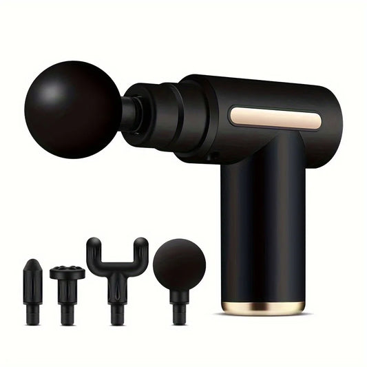 Portable Fascial Massage Gun Electric Percussion Pistol Massager Body Relaxation With LED Touch Screen 4Replaceable Head